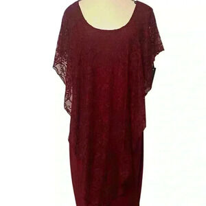 Enfocus Studio Women’s size 16W Burgundy Lace Overlay Dress New with tags